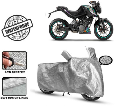 ROYAL AUTO MART Waterproof Two Wheeler Cover for KTM(125 Duke, Silver)