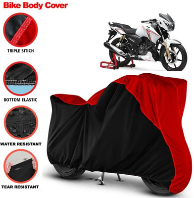 Grizzly Two Wheeler Cover for TVS(Apache RTR 180, Black, Red)