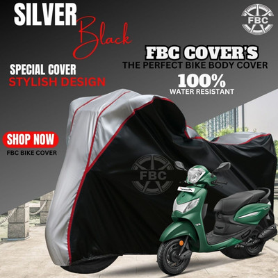 FBC Waterproof Two Wheeler Cover for Hero(Pleasure, Black, Silver)