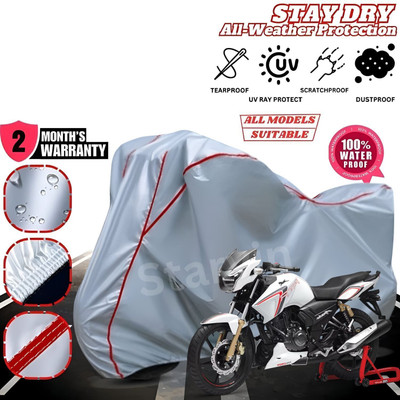 OliverX Waterproof Two Wheeler Cover for TVS(Apache RTR 160, Silver, Red)