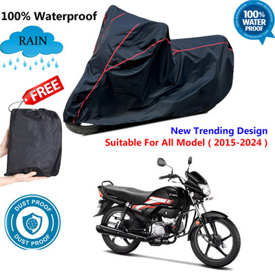 OliverX Waterproof Two Wheeler Cover for Hero(CD deluxe, Black, Red)