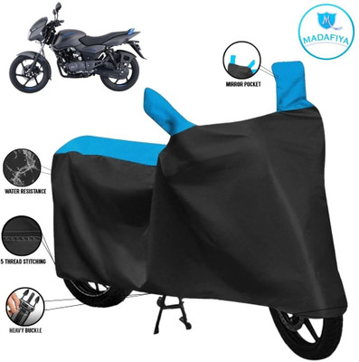 MADAFIYA Waterproof Two Wheeler Cover for Bajaj(Pulsar 125 Neon, Black, Blue)