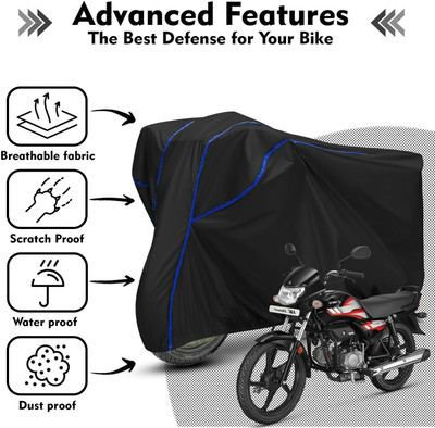 Shiv Kanha Waterproof Two Wheeler Cover for Hero(HF Deluxe, Black, Blue)