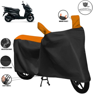 MADAFIYA Waterproof Two Wheeler Cover for Suzuki(Burgman Street 125, Black, Orange)