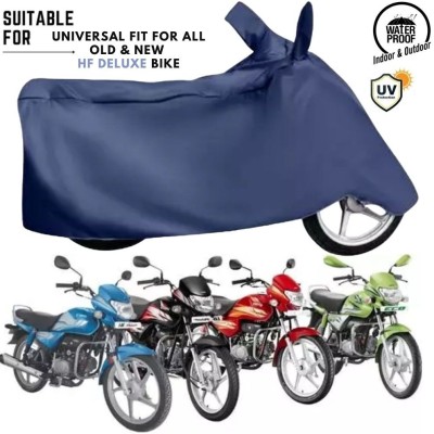 MADAFIYA Waterproof Two Wheeler Cover for Hero, Honda, Universal For Bike(HF Deluxe, Blue)