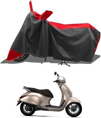 DeepShakshi AUTOMOTIVE Waterproof Two Wheeler Cover for Bajaj(Chetak, Black, Red)