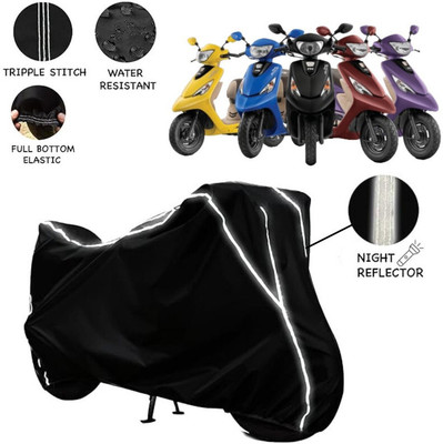 Delphinium Waterproof Two Wheeler Cover for TVS(Pep Plus, Black)