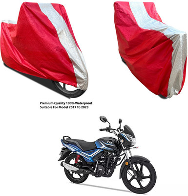 AutoGalaxy Waterproof Two Wheeler Cover for TVS(Star City Plus BS6, Silver, Red)