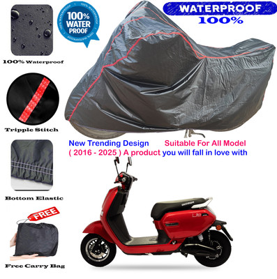 AutoGalaxy Waterproof Two Wheeler Cover for Okinawa(Lite, Black, Red)
