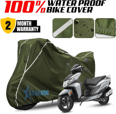 Starvin Waterproof Two Wheeler Cover for Honda(Dio, Green, White)