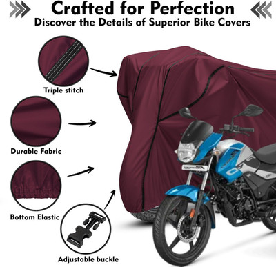 Shiv Kanha Waterproof Two Wheeler Cover for Hero(Passion, Maroon, Black)