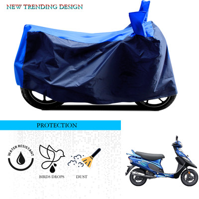 GOSHIV-car and bike accessories Waterproof Two Wheeler Cover for TVS(Scooty Pep Plus, Black, Blue)