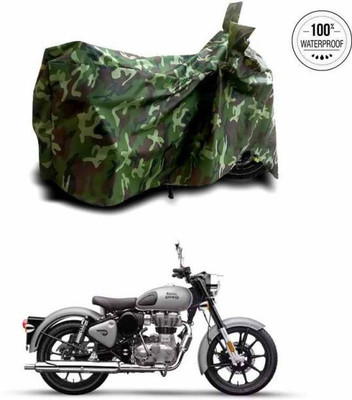 RAAMKM Two Wheeler Cover for Royal Enfield(Bullet 350, Green, Multicolor)