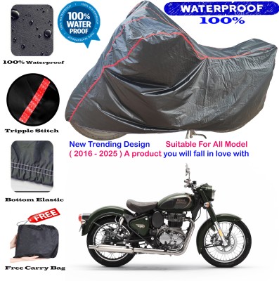 OliverX Waterproof Two Wheeler Cover for Royal Enfield(Standard 350, Black, Red)