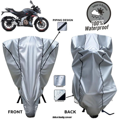 MADAFIYA Two Wheeler Cover for Bajaj(Pulsar N160, Silver, Black)