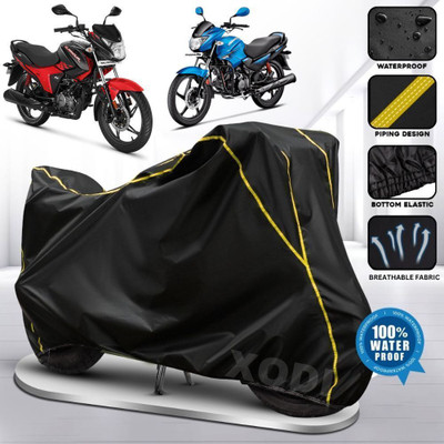 xodi Waterproof Two Wheeler Cover for Hero(Glamour, Black, Yellow)