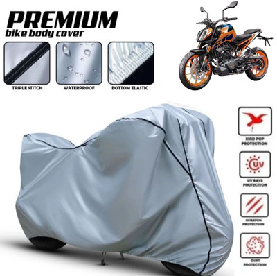 Shiv Kanha Waterproof Two Wheeler Cover for KTM(Duke 390, Silver, Black)