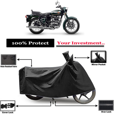 Amexride Two Wheeler Cover for Royal Enfield(Bullet 500, Black)