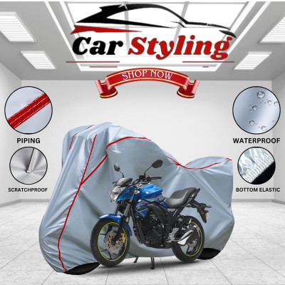 Car Styling Waterproof Two Wheeler Cover for Suzuki(Gixxer SF 150, Silver, Red)