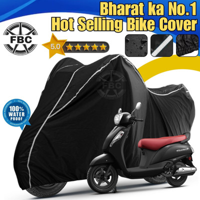 FBC Waterproof Two Wheeler Cover for Suzuki(Access 125, Black, White)