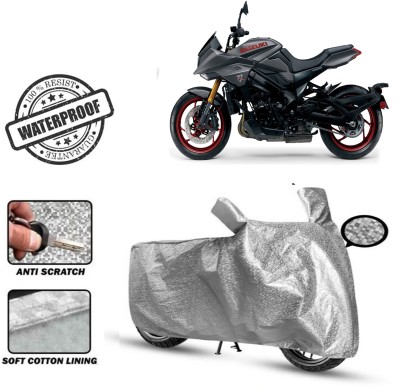 ROYAL AUTO MART Waterproof Two Wheeler Cover for Suzuki(Katana, Silver)