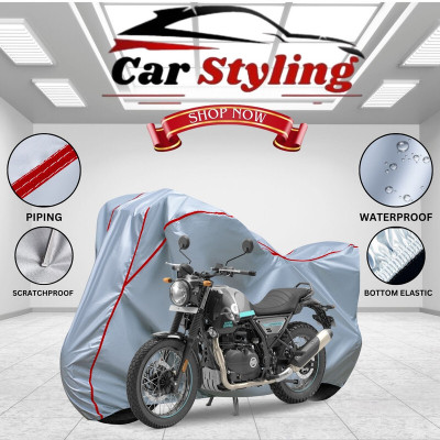 Car Styling Waterproof Two Wheeler Cover for Royal Enfield(Scrambler, Silver, Red)