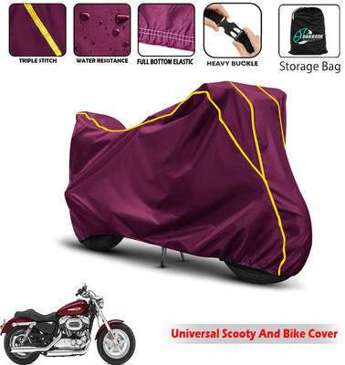 AUTOBIRSA Two Wheeler Cover for Harley Davidson(1200 Custom, Maroon)
