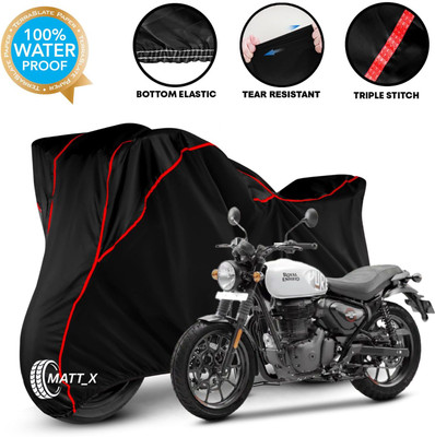 MATT_X Waterproof Two Wheeler Cover for Royal Enfield(Hunter 350, Black, Red)
