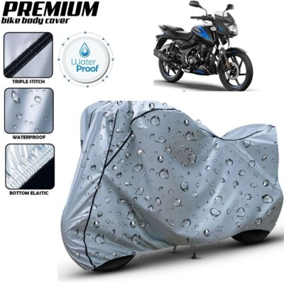 kerwa Waterproof Two Wheeler Cover for Bajaj(Pulsar 125, Silver, Black)