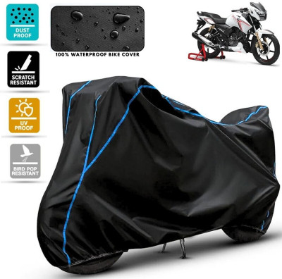 Amikan Waterproof Two Wheeler Cover for TVS(Apache RTR 180, Black, Blue)