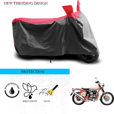 SnehaSales Waterproof Two Wheeler Cover for Royal Enfield(Bullet Trials 500, Grey, Red)