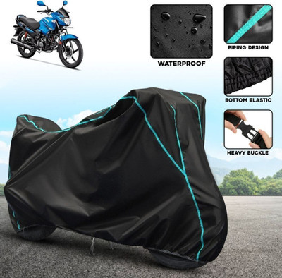 xodi Waterproof Two Wheeler Cover for Hero(Glamour i3s BS6, Black, Blue)