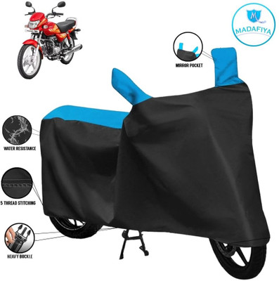 MADAFIYA Waterproof Two Wheeler Cover for Hero(HF Deluxe i3s, Black, Blue)
