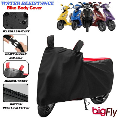 BigFly Two Wheeler Cover for TVS(Pep Plus, Black, Red)