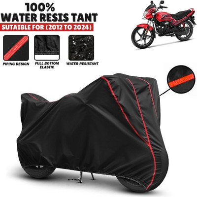 Mwiss Waterproof Two Wheeler Cover for Hero(Passion Plus, Black, Red)