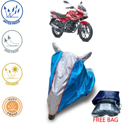 FAMEXON Waterproof Two Wheeler Cover for Bajaj(Discover 150 f, Silver, Blue)