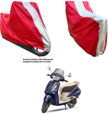 AutoGalaxy Waterproof Two Wheeler Cover for TVS(Jupiter Grande, Silver, Red)