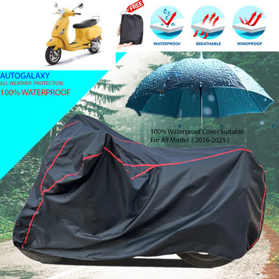 AutoGalaxy Waterproof Two Wheeler Cover for Vespa(VXL 150 BS6, Black)