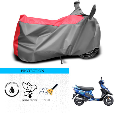 ANTHUB Waterproof Two Wheeler Cover for TVS(Scooty Pep Plus, Grey, Red)