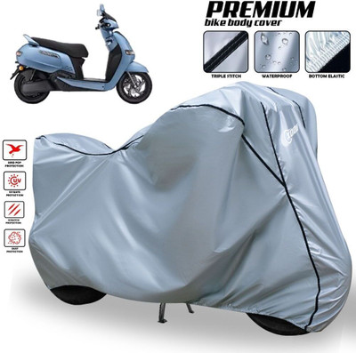xodi Waterproof Two Wheeler Cover for TVS(iQube Electric, Silver, Black)