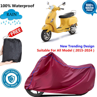 AutoGalaxy Waterproof Two Wheeler Cover for Vespa(VXL 150 BS6, Maroon)