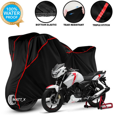 MATT_X Waterproof Two Wheeler Cover for TVS(Apache RTR 160 4V, Black, Red)