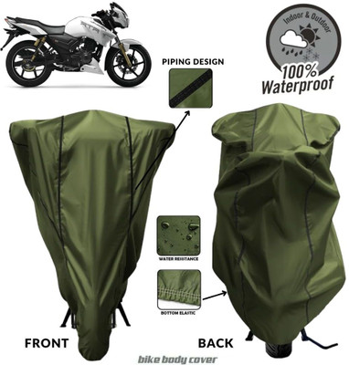 MADAFIYA Two Wheeler Cover for TVS(Apache RTR 180, Green, Black)