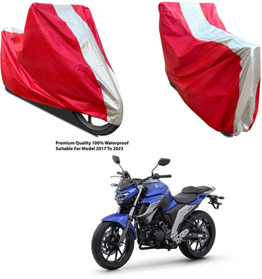 AutoGalaxy Waterproof Two Wheeler Cover for Yamaha(Fazer-250 BS6, Silver, Red)