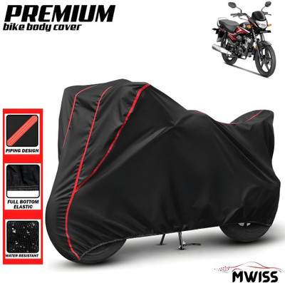 Mwiss Waterproof Two Wheeler Cover for Honda(CB Shine, Black, Red)
