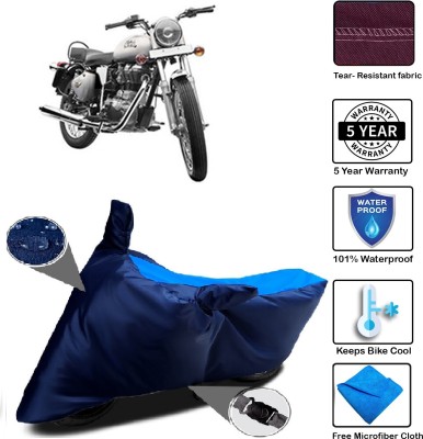 MISSION COLLECTION Waterproof Two Wheeler Cover for Royal Enfield(Bullet 350, Blue)