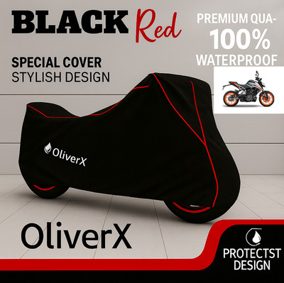 OliverX Waterproof Two Wheeler Cover for KTM(125 Duke, Black, Red)