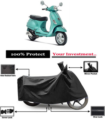 KEDIT Two Wheeler Cover for Vespa(Vespa LX, Black)