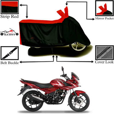 KEDIT Two Wheeler Cover for Bajaj(Discover 150 f, Red, Black)