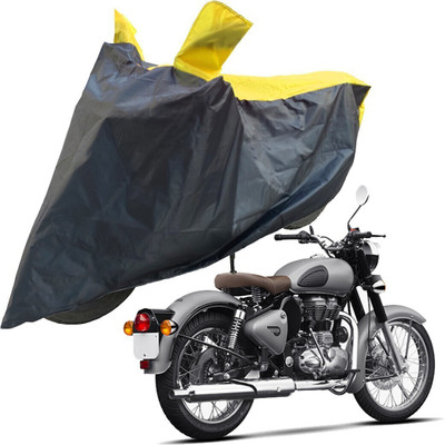 RiderShine Two Wheeler Cover for Royal Enfield(Classic 350 Signals, Black, Yellow)